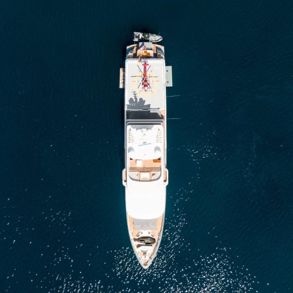 planet nine yacht drone camera image