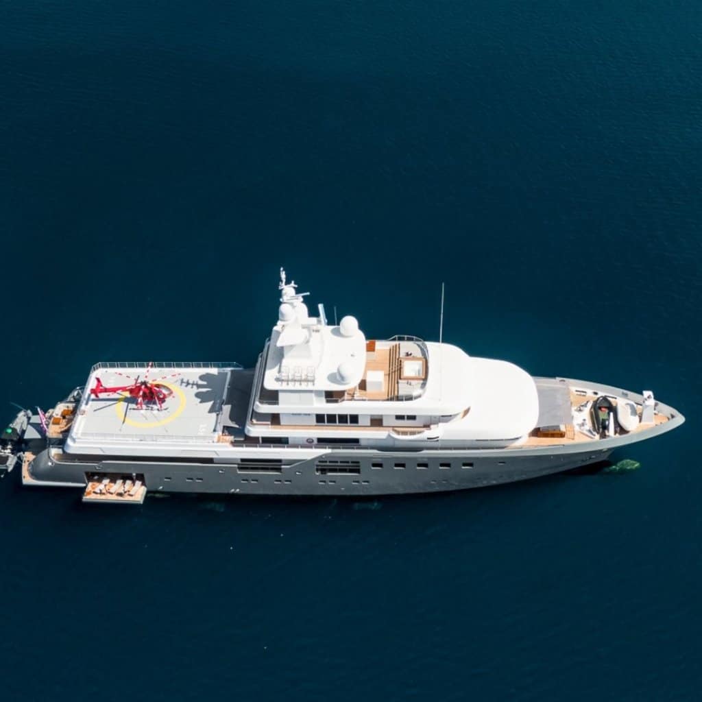 planet nine yacht drone view