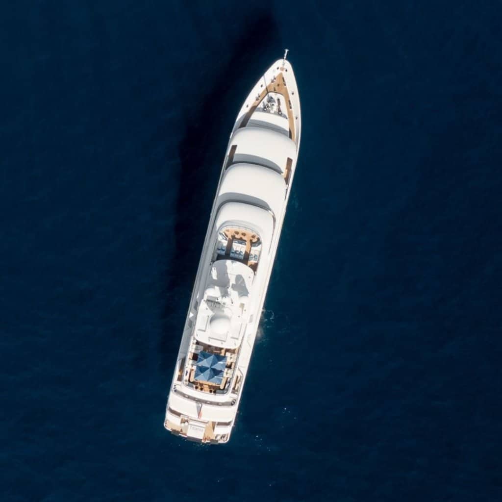 titania yacht drone view