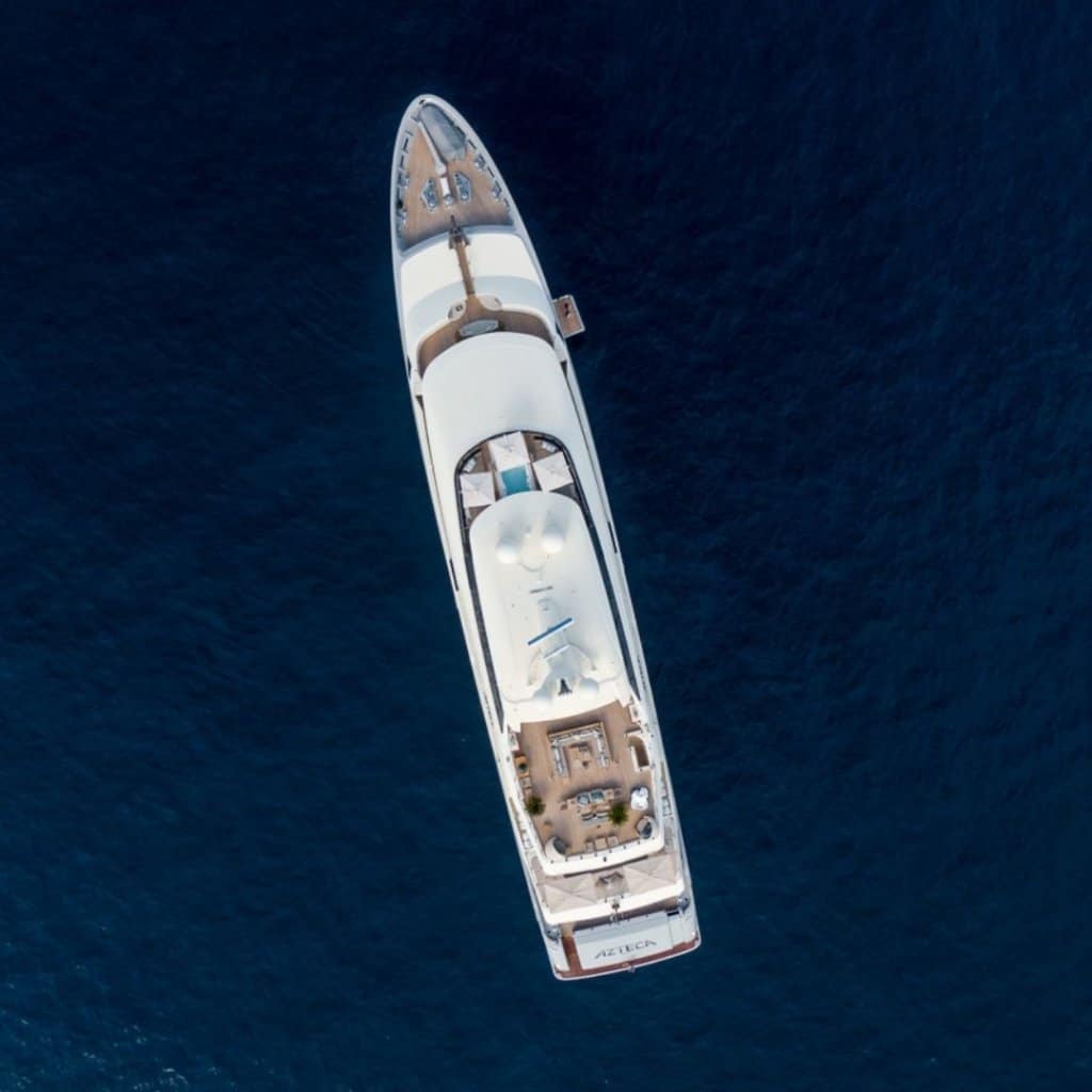 yacht azteca drone camera view