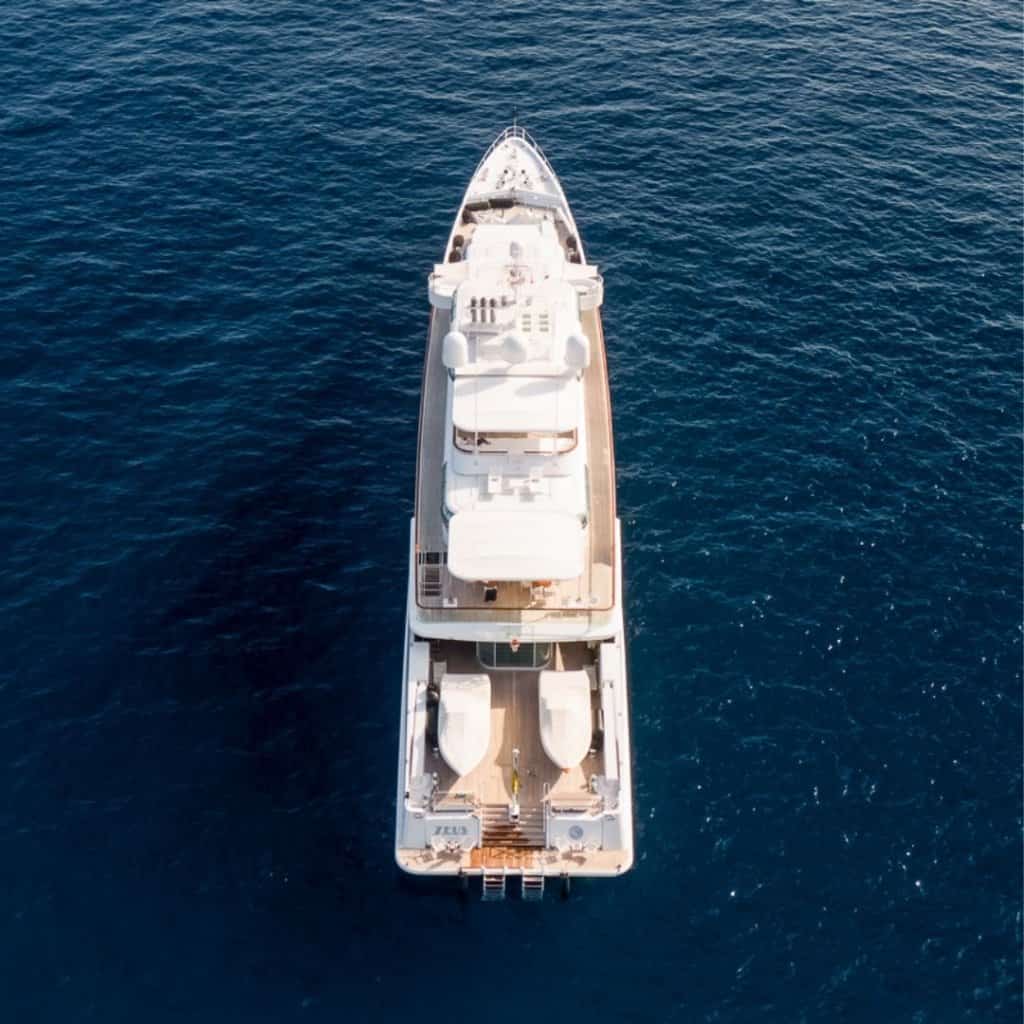 zeus yacht drone camera view
