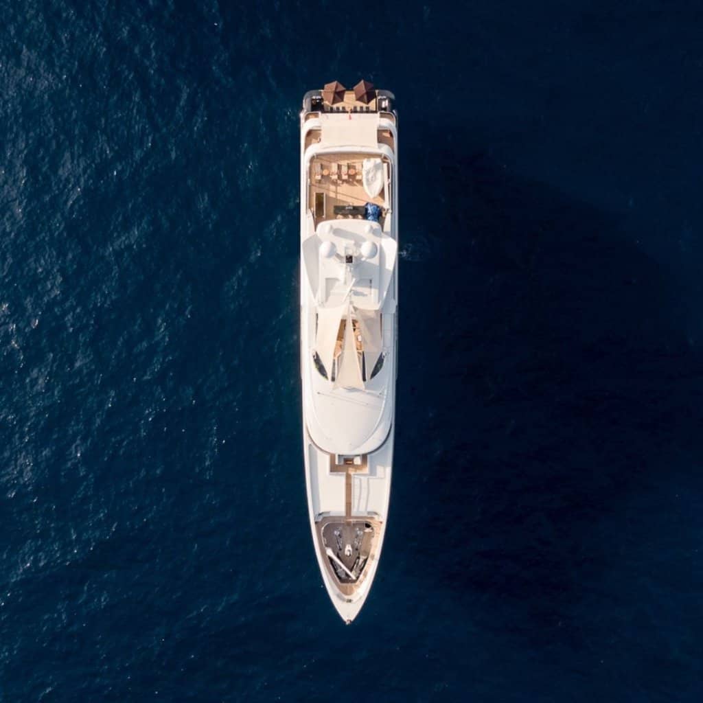 elysian yacht drone view