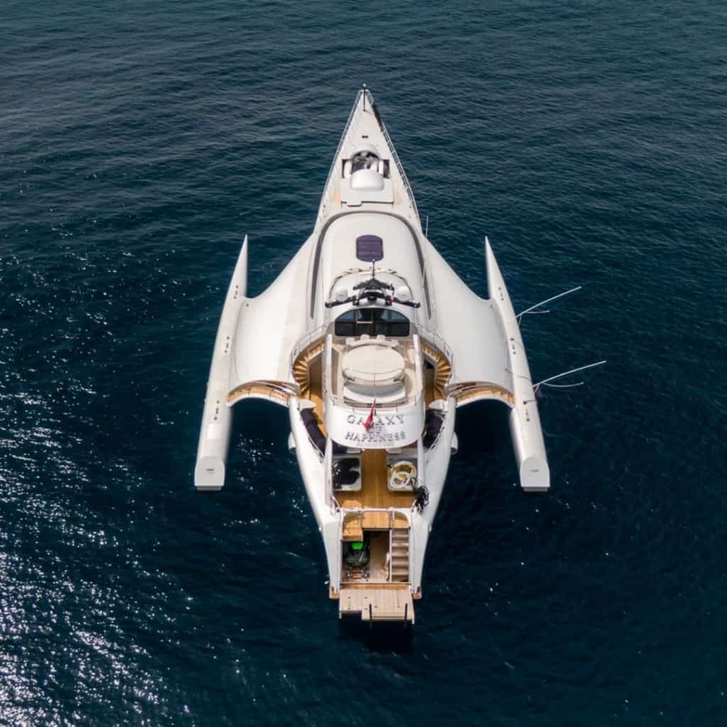 galaxy of happiness superyacht drone view