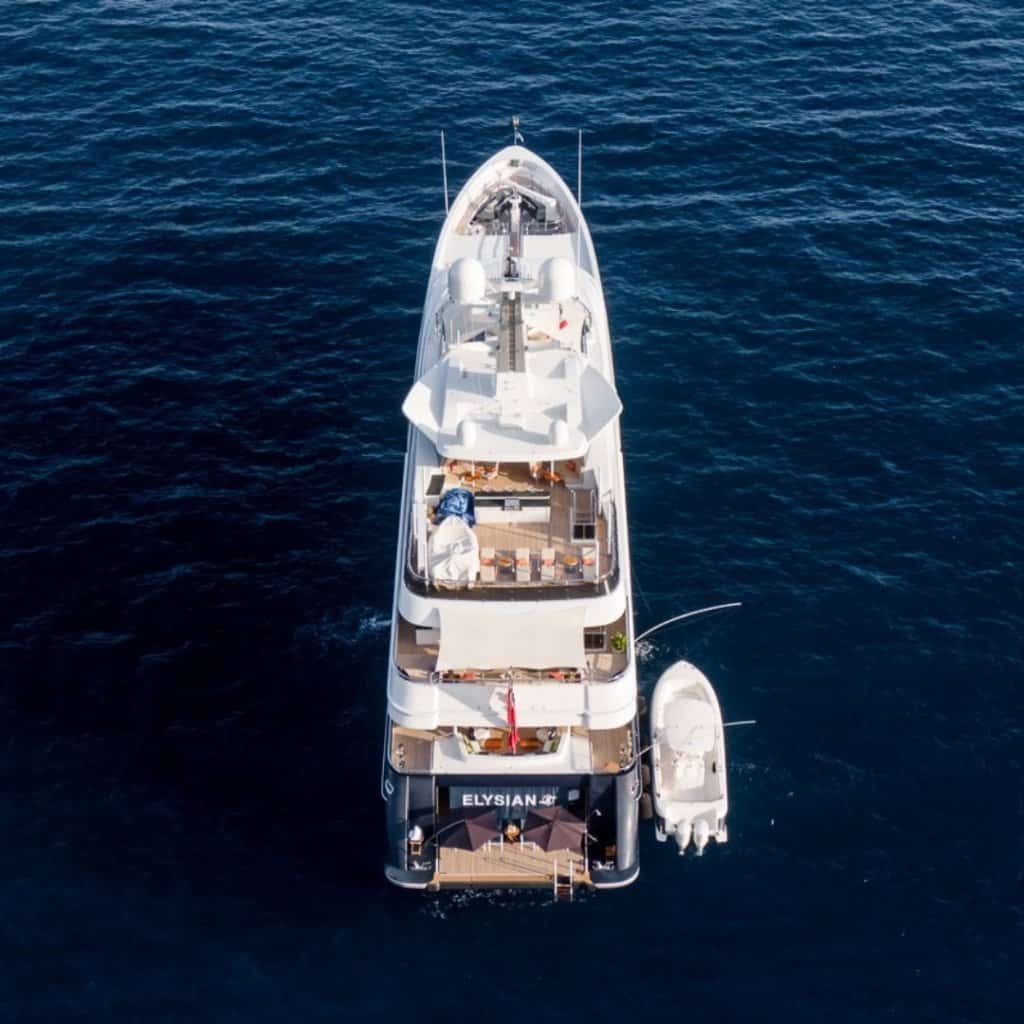yacht elysian drone camera view
